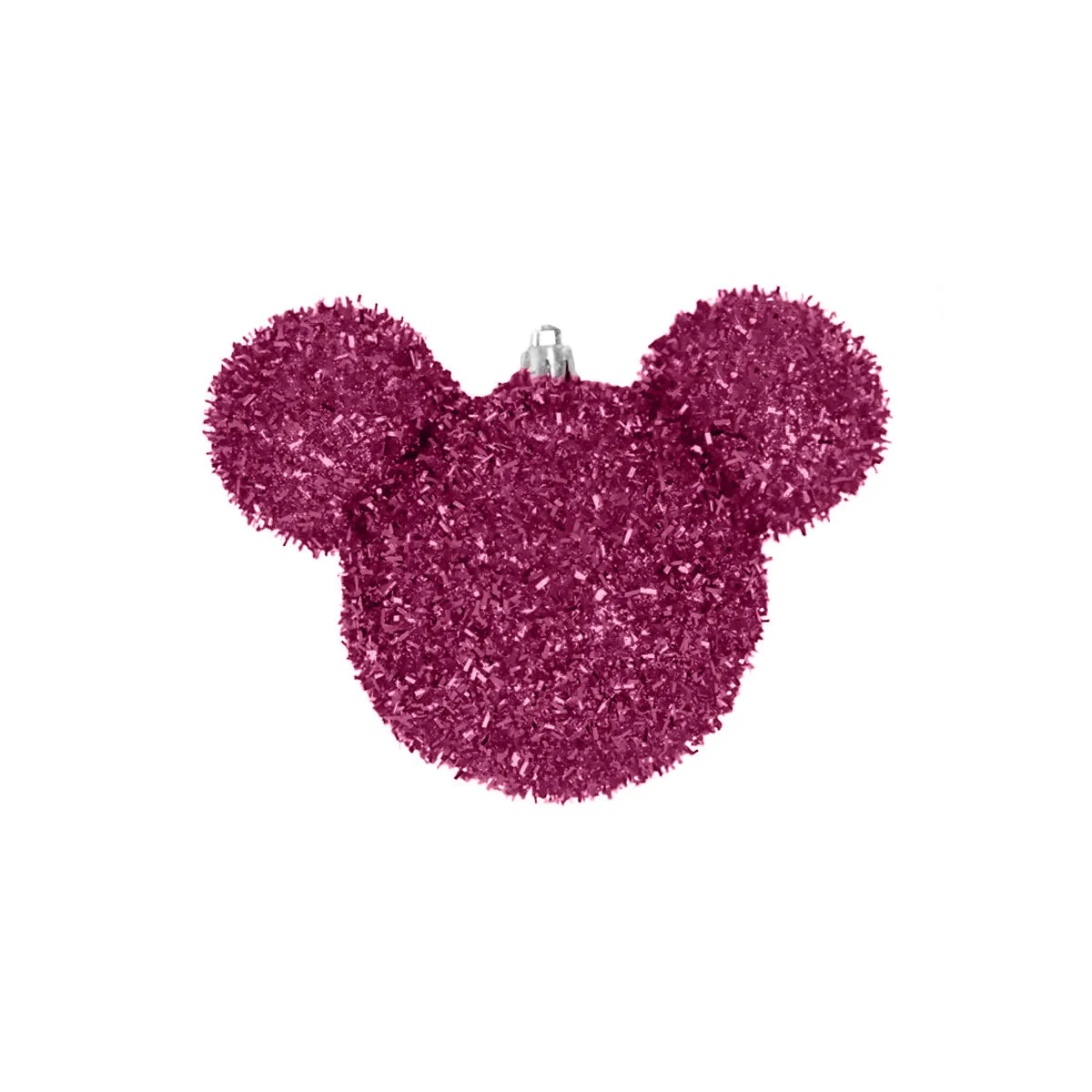 Esfera Navidea de Tinsel color Fucsia en Forma de Mickey Mouse