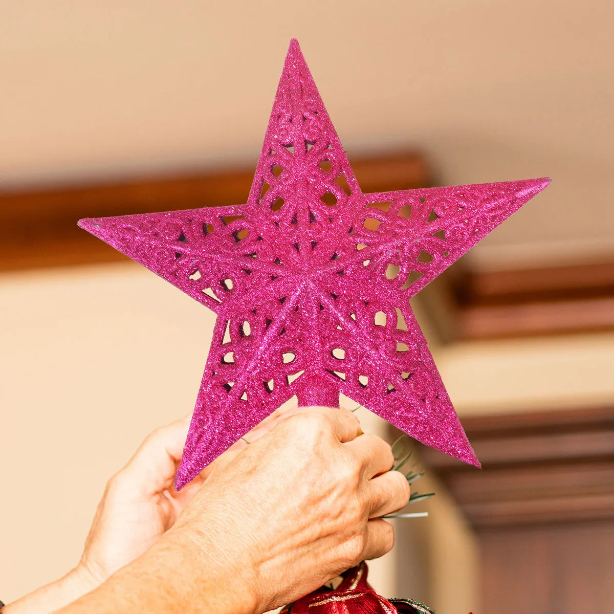 Estrella Decorativa color Fucsia para Punta de rbol de Navidad
