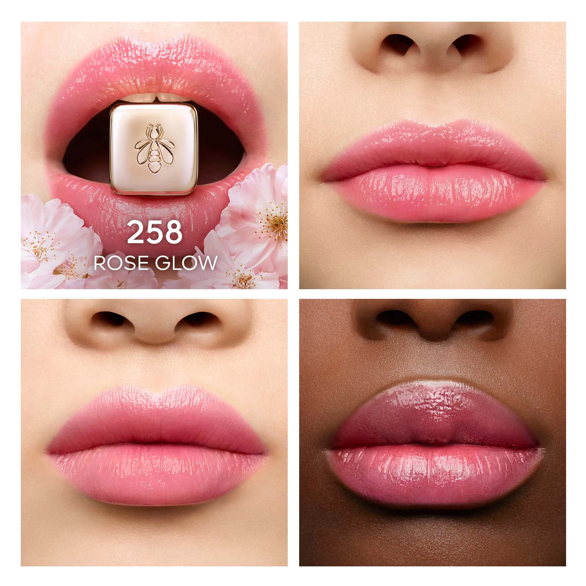 GUERLAIN KISSKISS BEE GLOW BáLSAMO CON COLOR INFUSIONADO MIEL 98 ORIGEN NATURAL EN   258 ROSE GLOW