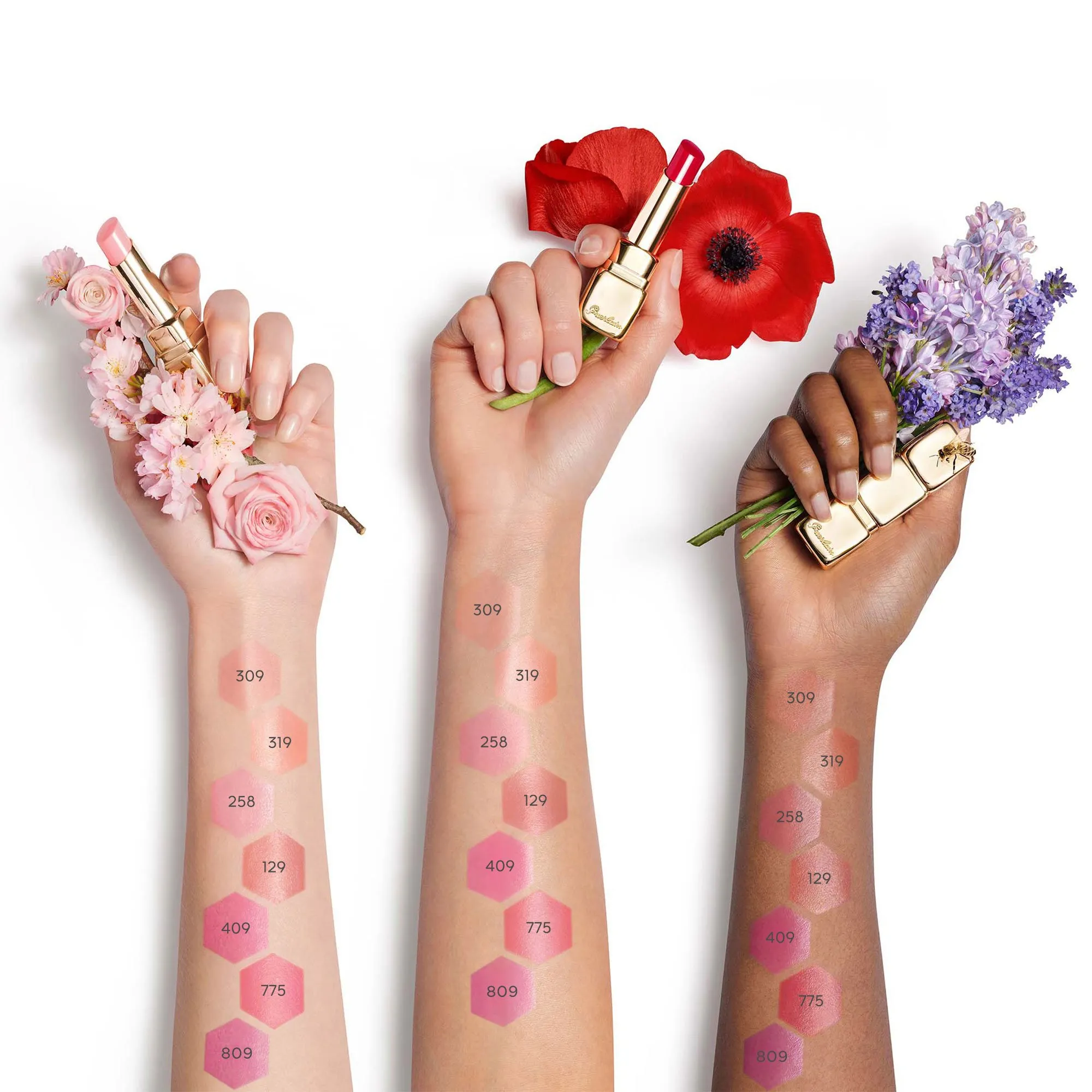 GUERLAIN KISSKISS BEE GLOW BáLSAMO CON COLOR INFUSIONADO MIEL 98 ORIGEN NATURAL EN   258 ROSE GLOW
