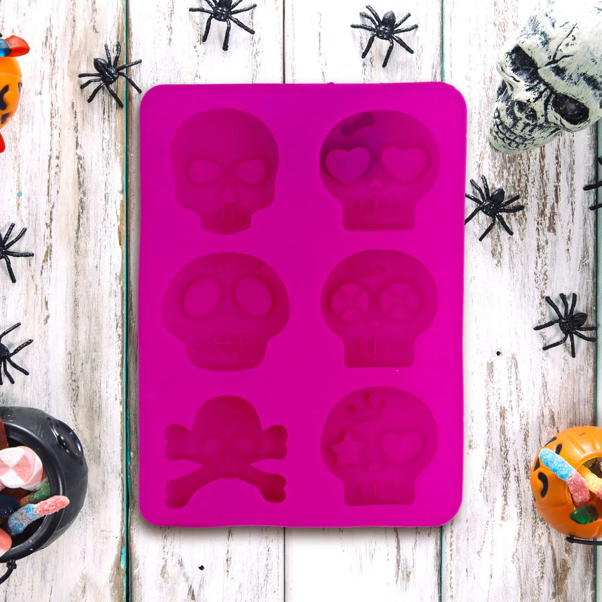 Molde de Silicón color Morado con Forma de Calavera