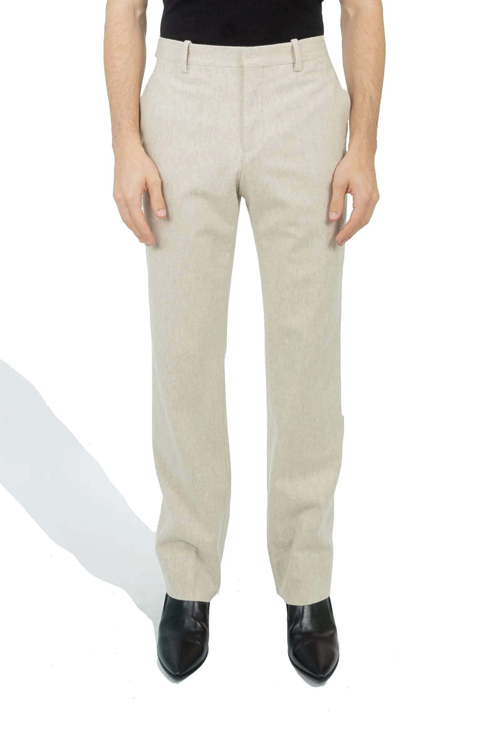 Off White Tag Wool Slim Zip Pant Beige