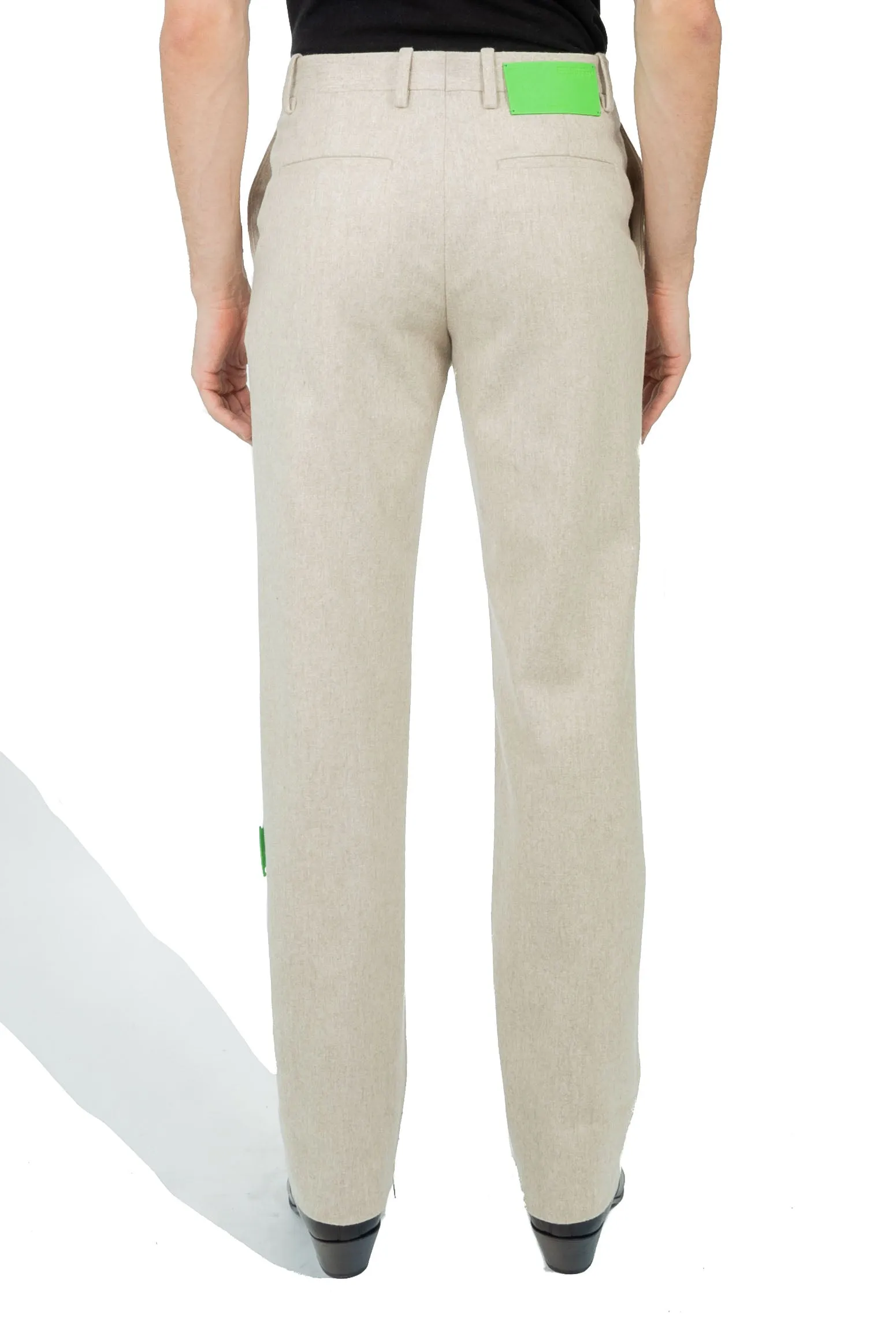 Off White Tag Wool Slim Zip Pant Beige