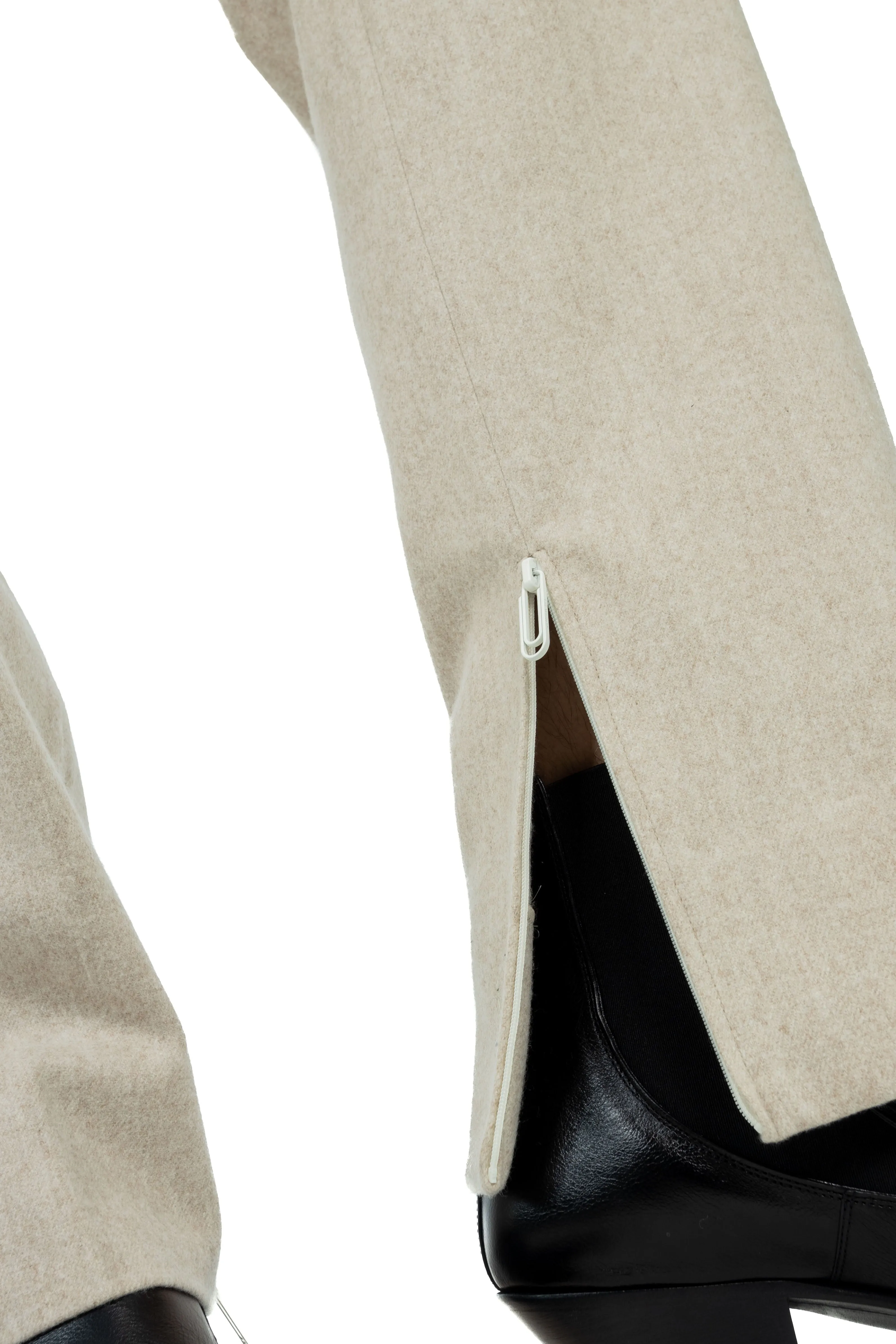 Off White Tag Wool Slim Zip Pant Beige