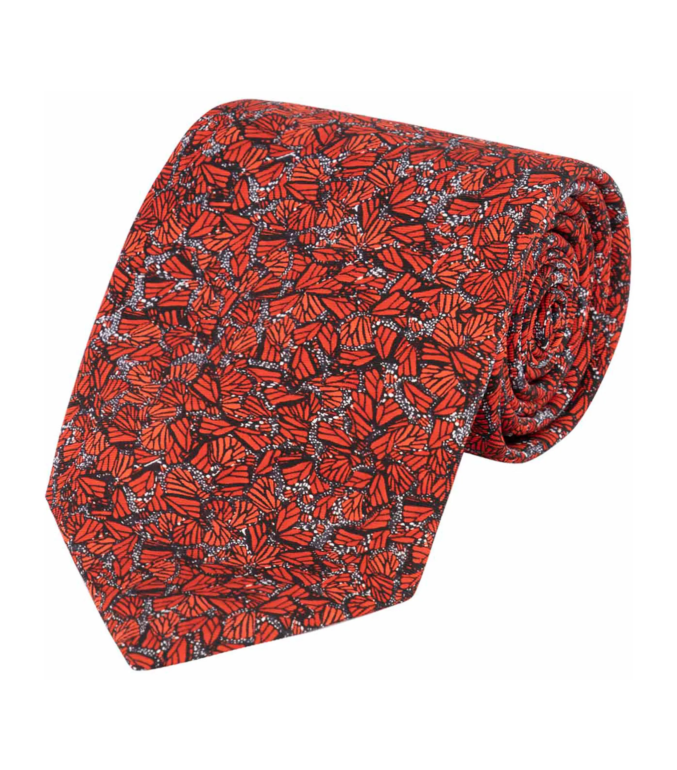 Pineda Covalin Corbata Ancha en Seda Estampada con Mariposas Monarcas Hombre