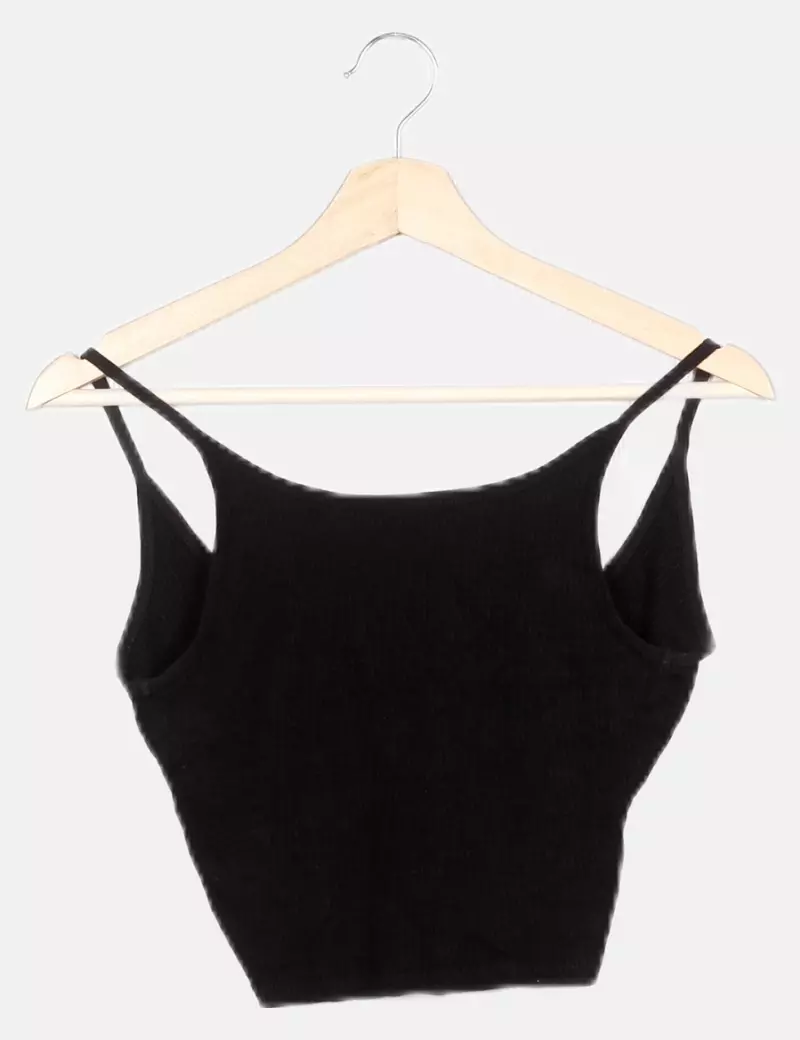 Pull&Bear Camiseta negra canalé