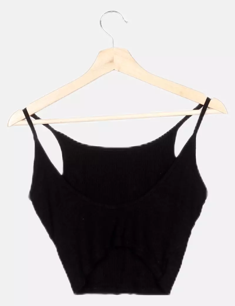 Pull&Bear Camiseta negra canalé