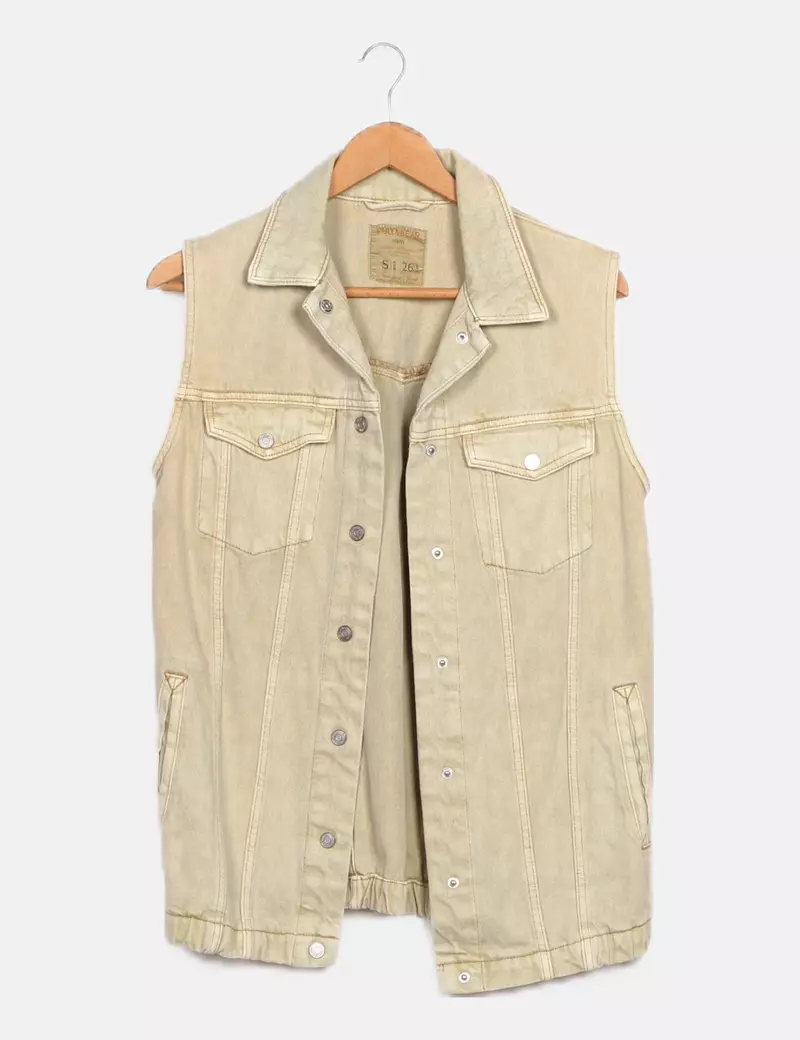 Pull&Bear Chaleco verde denim