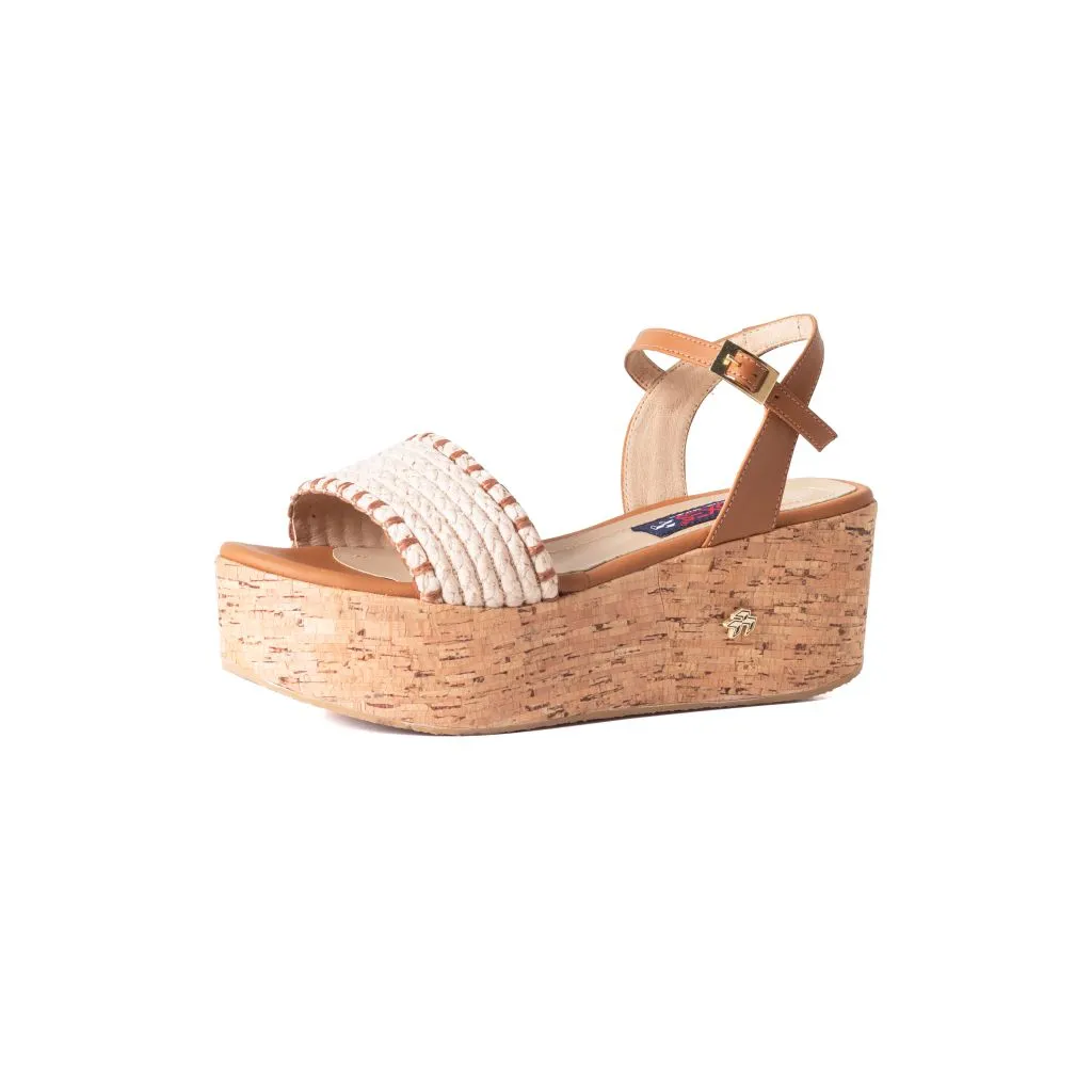 SANDALIA 9213 RAFIA CON TALON SUELA BASE CORCHO