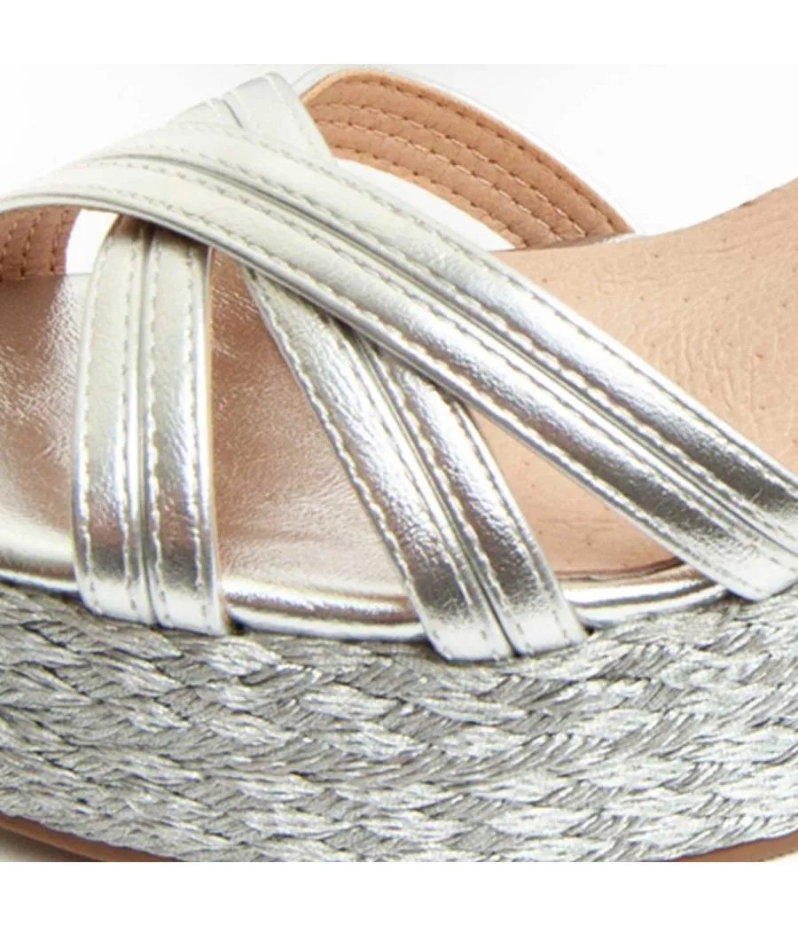 Sandalia Con Cuña Para Mujer.  Montevita  Wespartos3  92590 Plateado