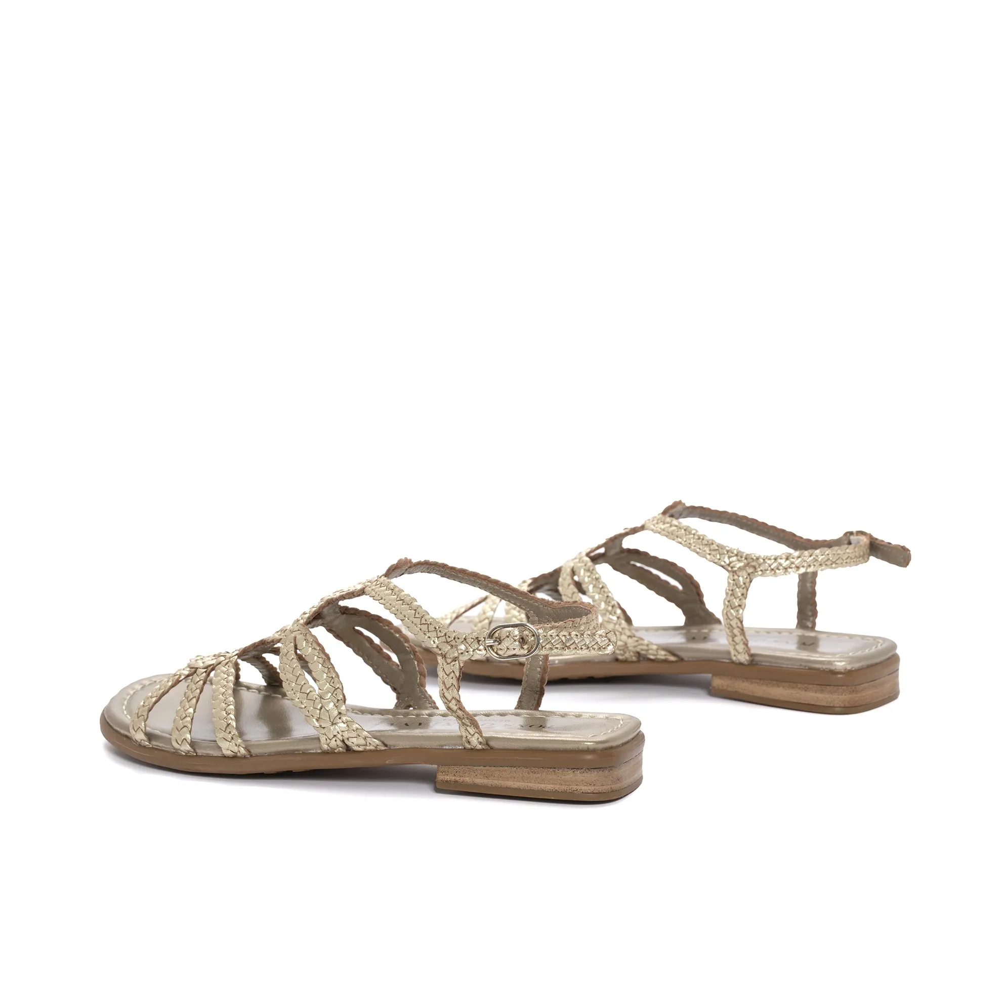 SANDALIA PLANA TINA METAL PLATINO