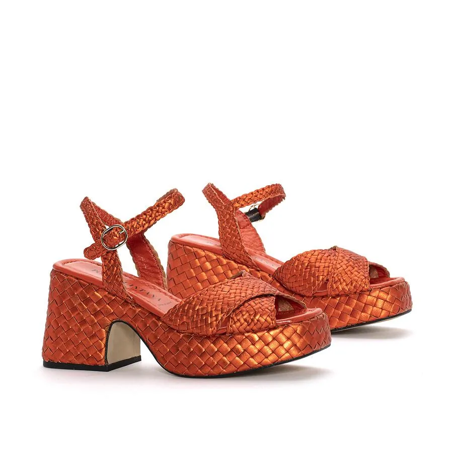 SANDALIA TACON GUINEA METAL ORANGE