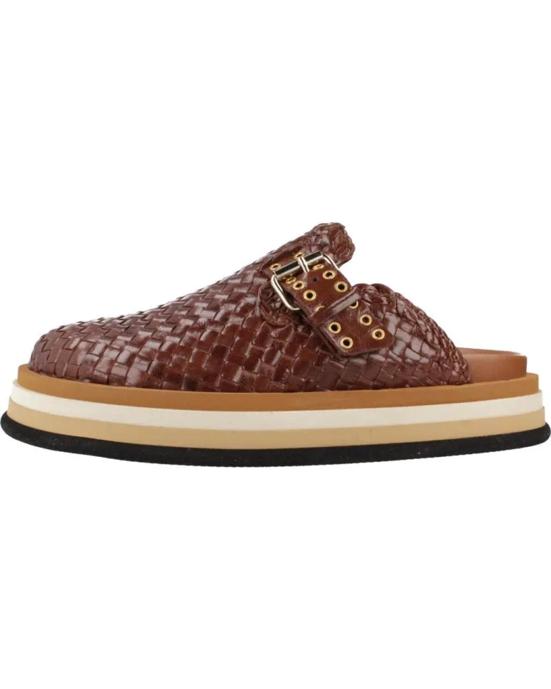 Zuecos PONS QUINTANA  de Mujer ZUECOS MUJER MODELO CAIMAN COLOR MARRON  TRENZADO