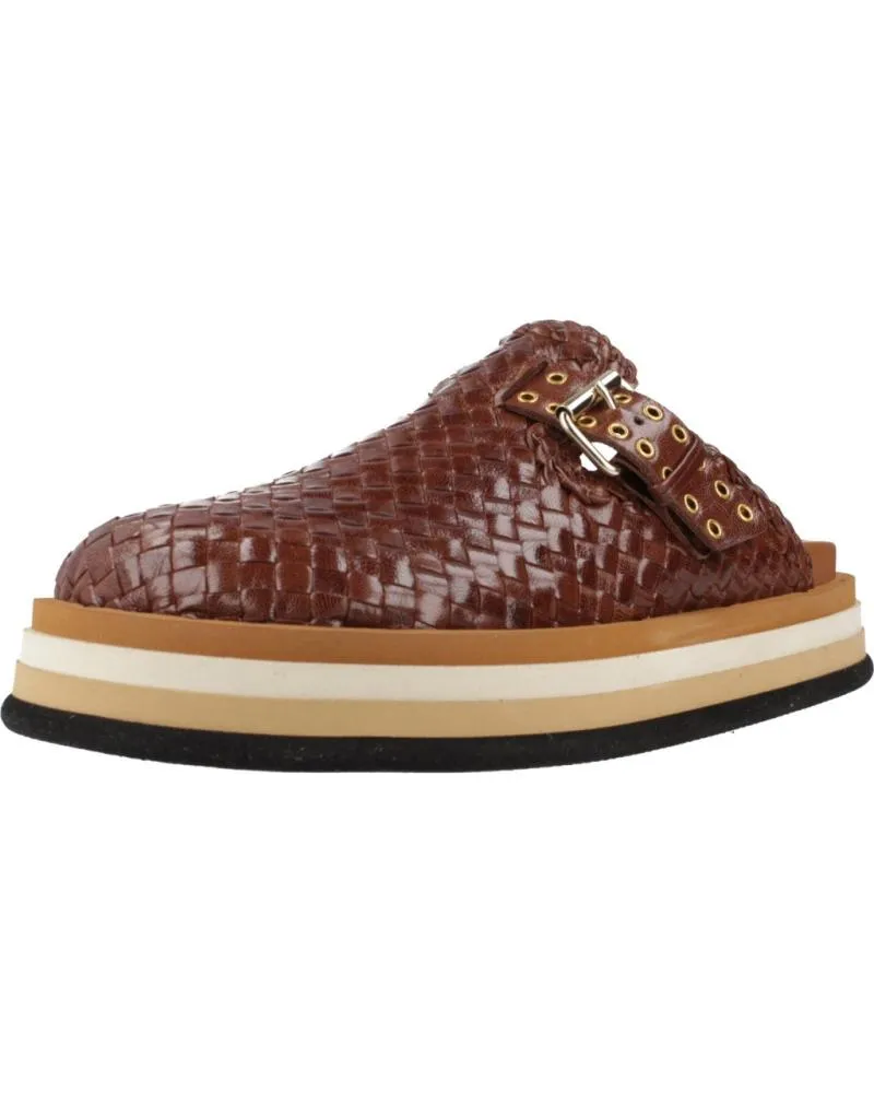 Zuecos PONS QUINTANA  de Mujer ZUECOS MUJER MODELO CAIMAN COLOR MARRON  TRENZADO