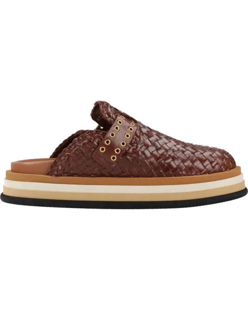 Zuecos PONS QUINTANA  de Mujer ZUECOS MUJER MODELO CAIMAN COLOR MARRON  TRENZADO
