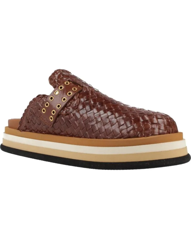 Zuecos PONS QUINTANA  de Mujer ZUECOS MUJER MODELO CAIMAN COLOR MARRON  TRENZADO